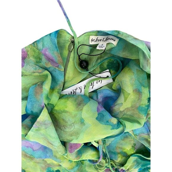 For Love and Lemons Sz S Dress Green Halter Maxi Retro Boho Resortwear Preppy - Picture 5 of 9